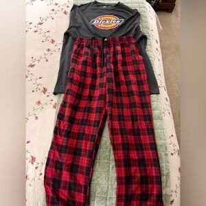 Dickies Red and Black Plaid Men’s Pajama Set